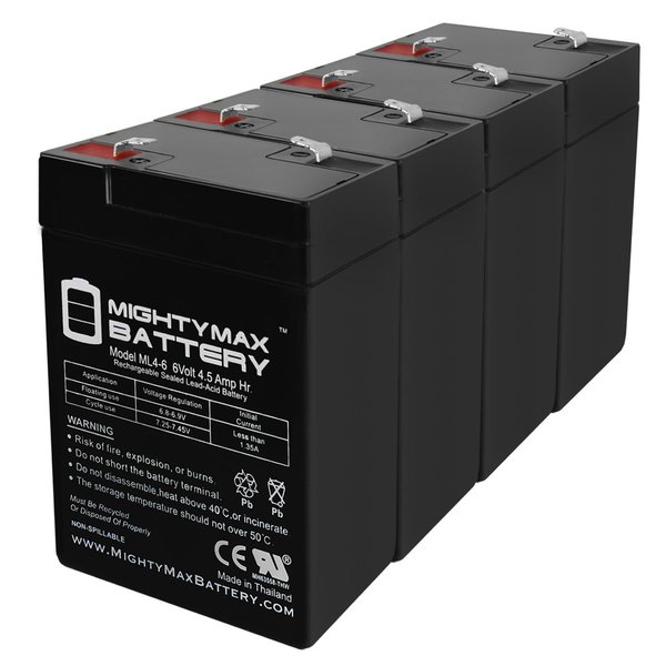 Mighty Max Battery 6V 4.5AH SLA Battery Replaces Exit Light EL-MR16-SQ-ST - 4PK MAX3963331